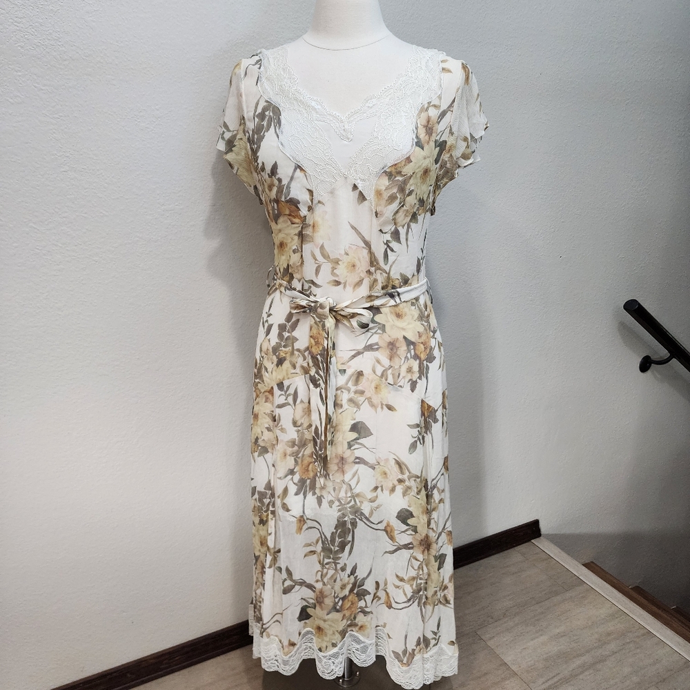 Reiss Emlin Floral Lace Yellow‎ Dress Wedding Garden Party Slip Dress Size 6 - Picture 4 of 11